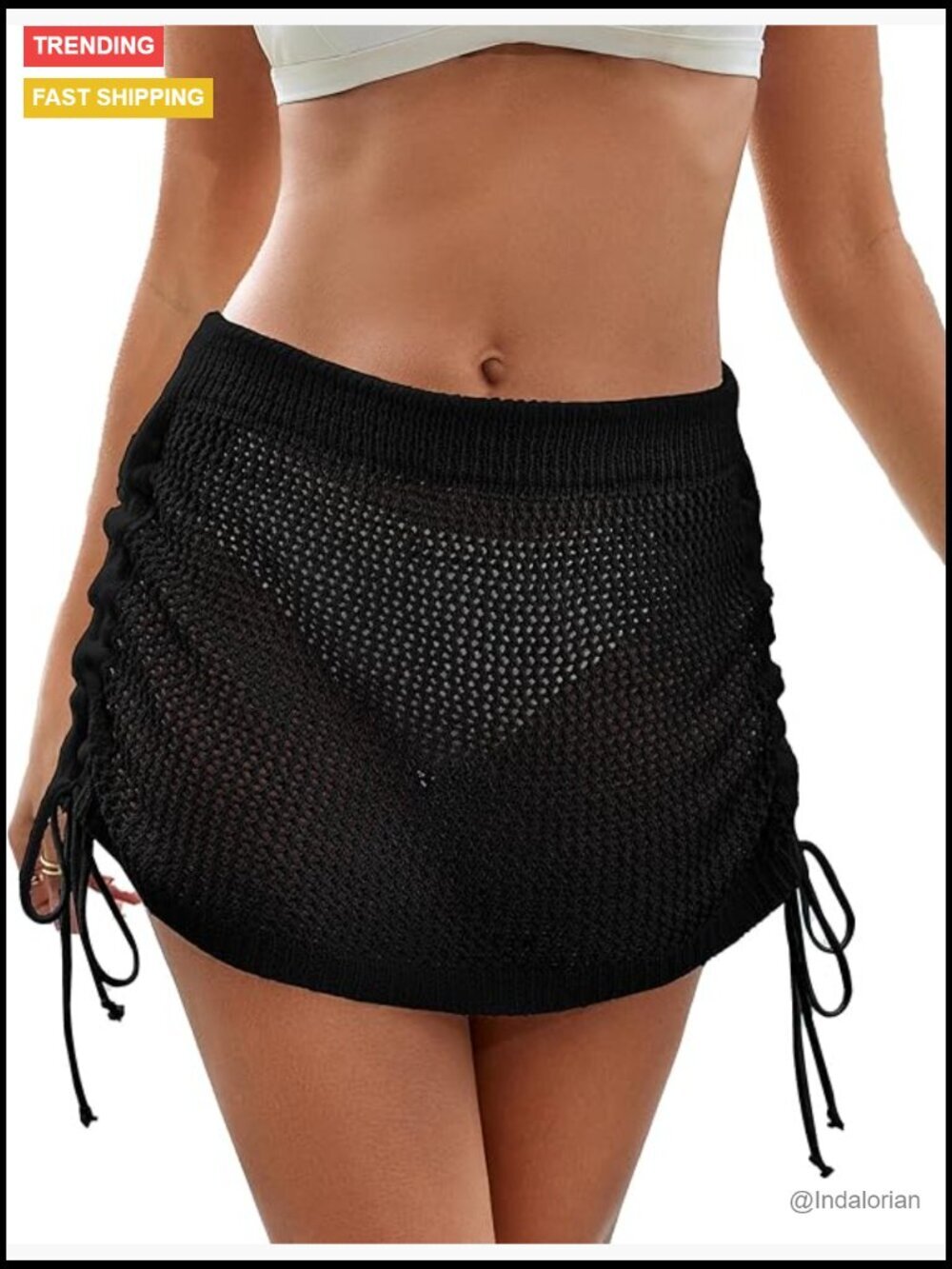 Crochet Beach Cover Up Sarong Bikini Swim Skirt Drawstring